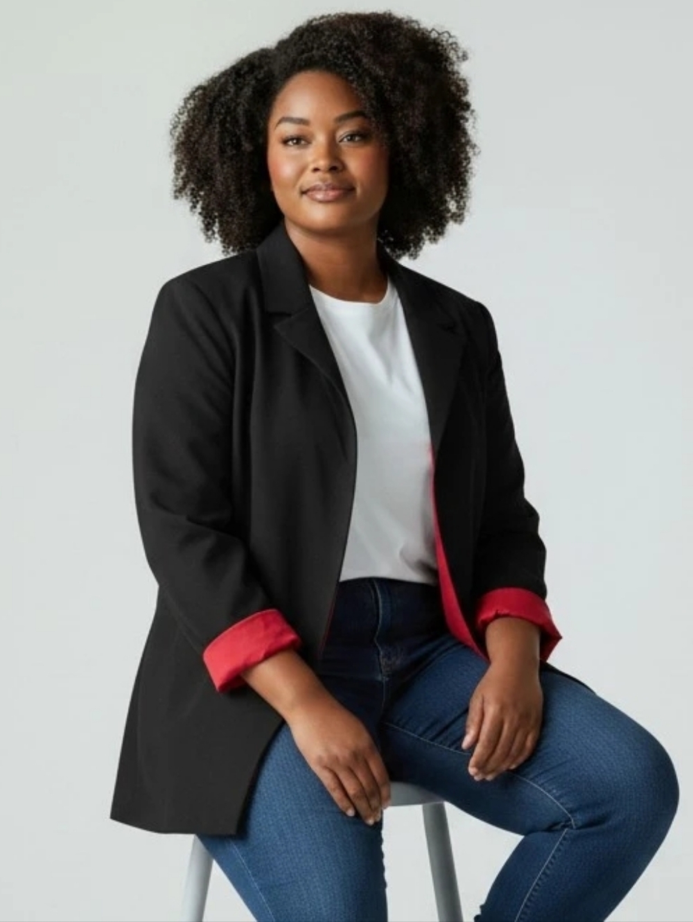 Women's Black Blazer with Red Trim